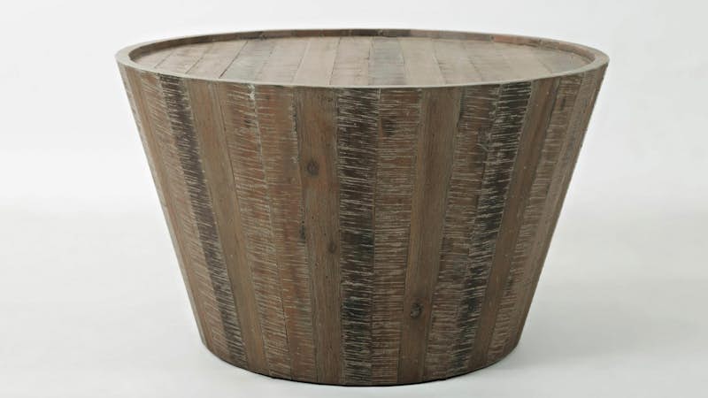 1609-2 Drum Cocktail Table W/Plank Sides