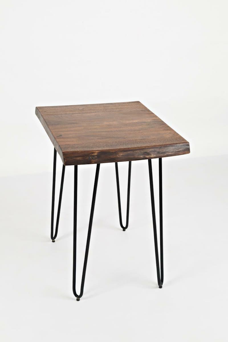 1780-7 Live Edge Chairside Table W/Hairpin Legs