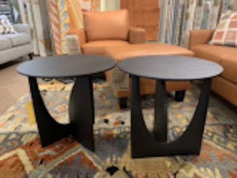50536 - Oak Geometric Side Table - Black Stain & Varnish Finish