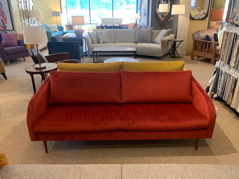 Husum Sofa in Velvet Brick Red