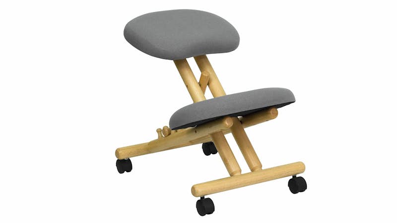 WL-SB-101-GG - Grey Kneeling Office Chair - Wood Frame